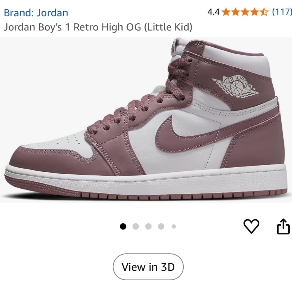 Kids’ Nike Air Jordan 1 Retro High-Top Sneakers - Mauve and White